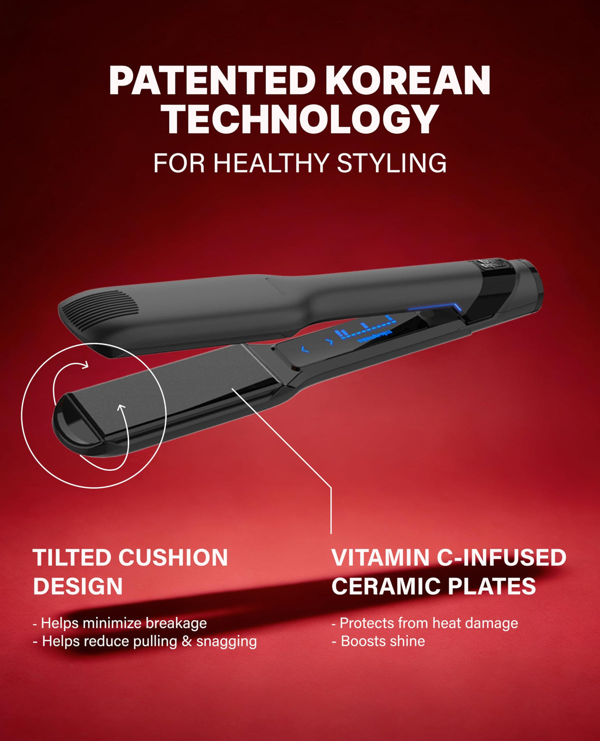 GlamPalm GlamMuse straightener in packaging