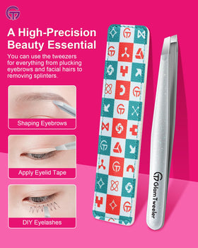 GlamTweeler Expert Slant Tip Tweezers in hand for size reference