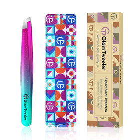 GlamTweeler Expert Slant Tip Tweezers in Sparkle Purple front view