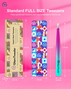 GlamTweeler Expert Slant Tip Tweezers on a beauty table