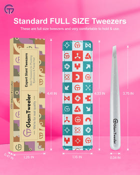 GlamTweeler Expert Slant Tip Tweezers showcasing ergonomic design