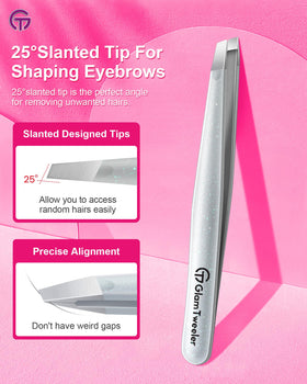 GlamTweeler Expert Slant Tip Tweezers showing slant tip detail