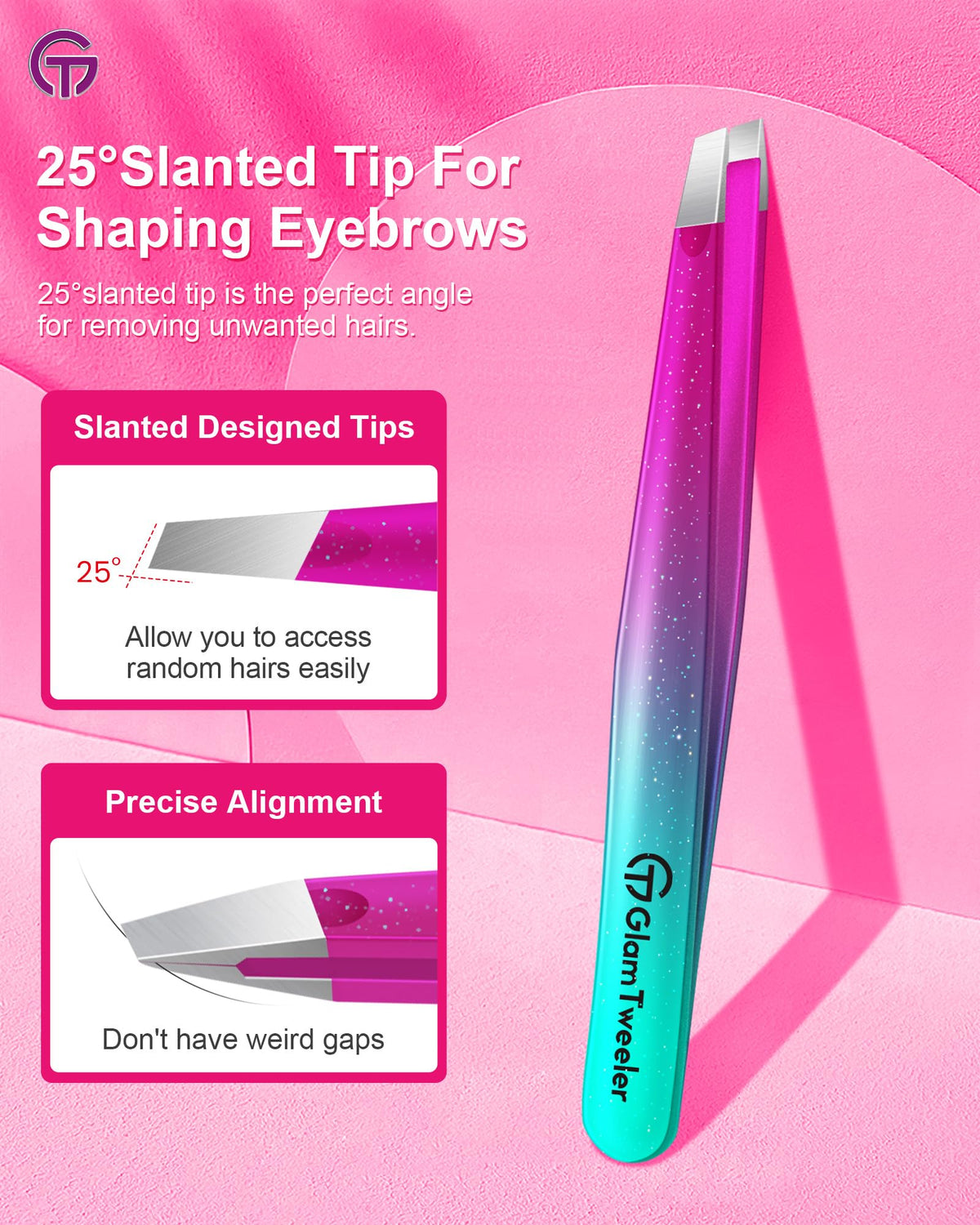 GlamTweeler Expert Slant Tip Tweezers side view