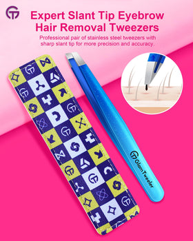 GlamTweeler Expert Slant Tip Tweezers side view showing sharp slant tips
