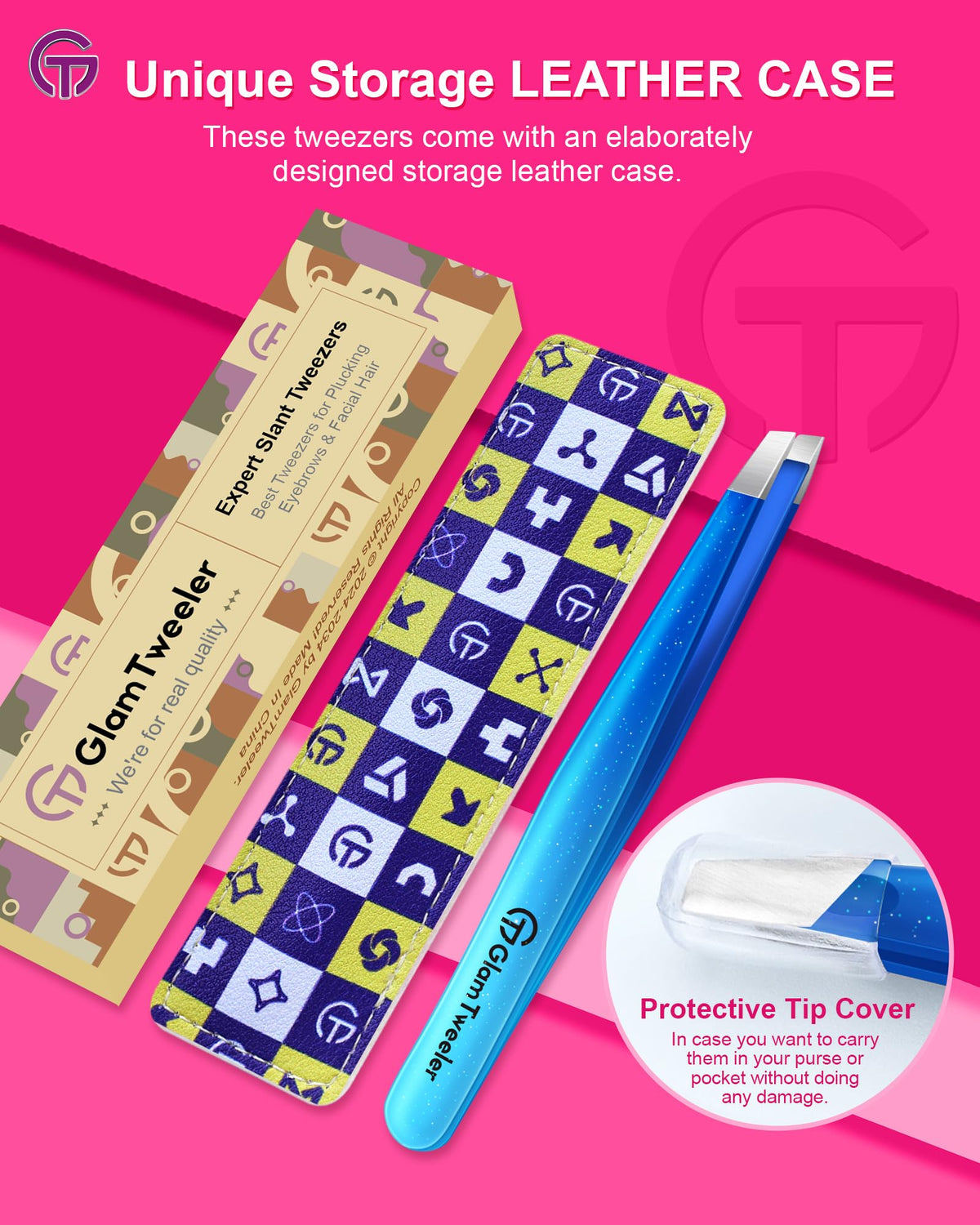 GlamTweeler Expert Slant Tip Tweezers used for eyebrow grooming