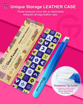GlamTweeler Expert Slant Tip Tweezers used for eyebrow grooming