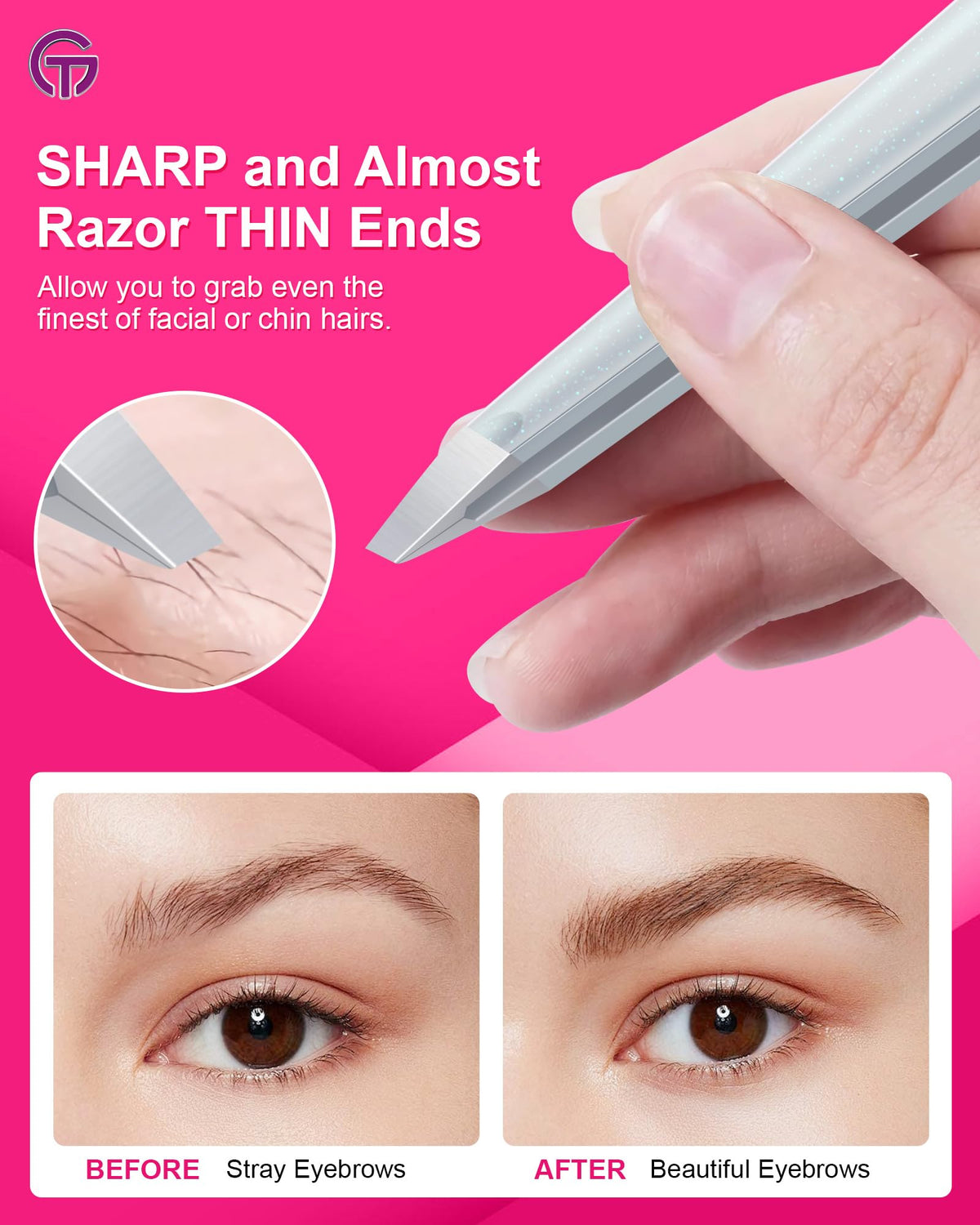 GlamTweeler Expert Slant Tip Tweezers with leather case closed