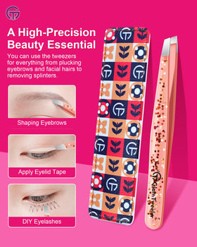 GlamTweeler Expert Slant Tip Tweezers with leather case in a travel bag
