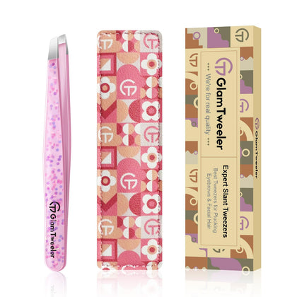 GlamTweeler Eyebrow Hair Removal Tweezer in Cherry Blossom Pink front view