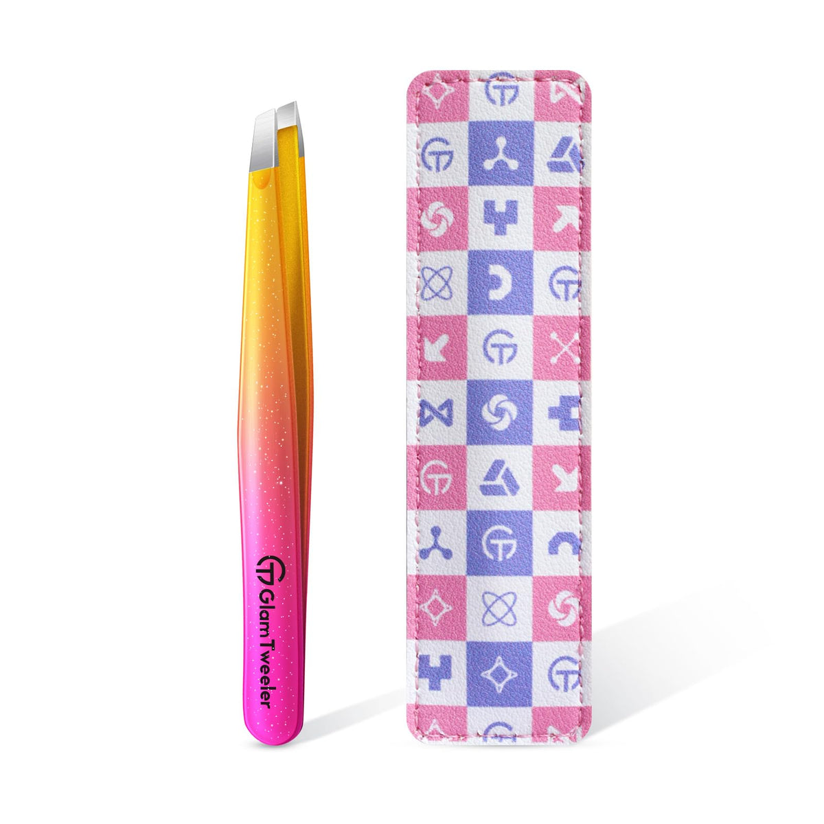 GlamTweeler eyebrow tweezer front view in sparkle fuchsia