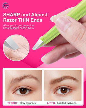 GlamTweeler Eyebrow Tweezer held in hand for size reference