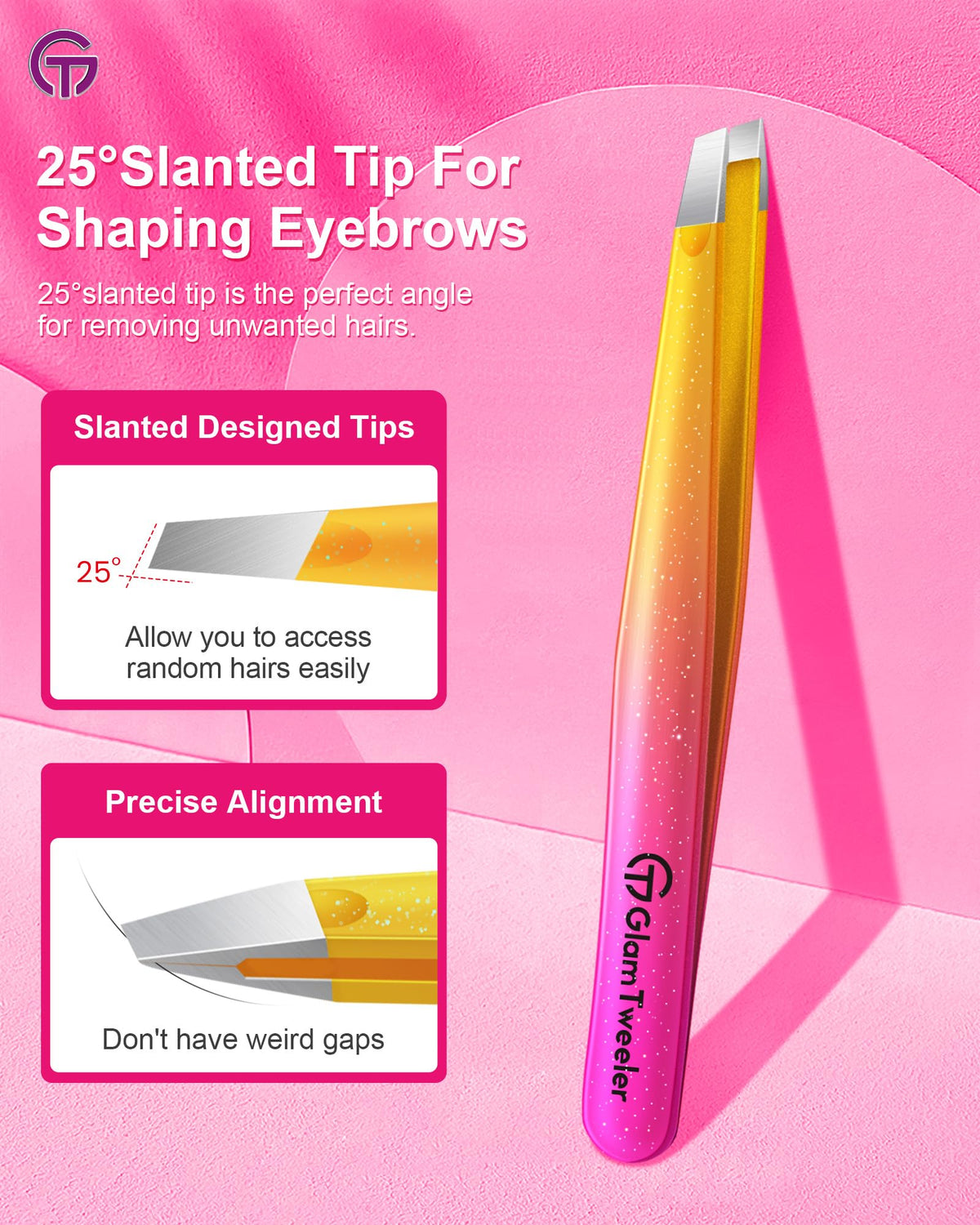 GlamTweeler eyebrow tweezer in leather case open