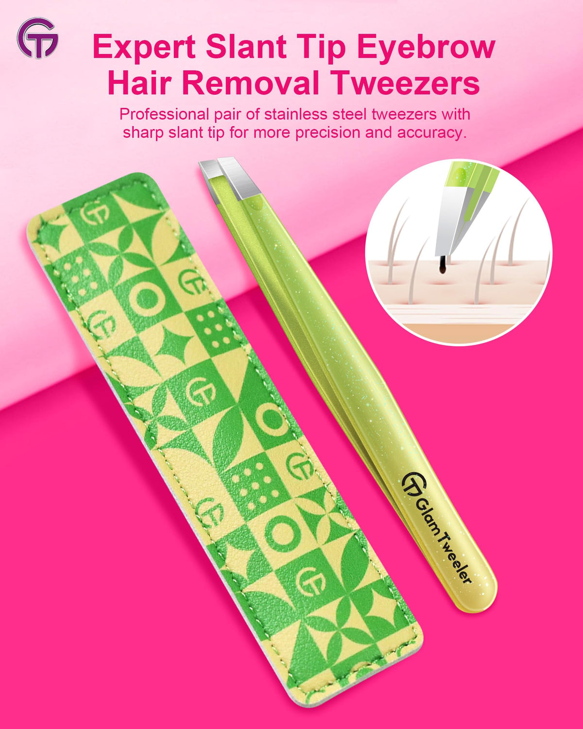 GlamTweeler Eyebrow Tweezer slant tip close-up