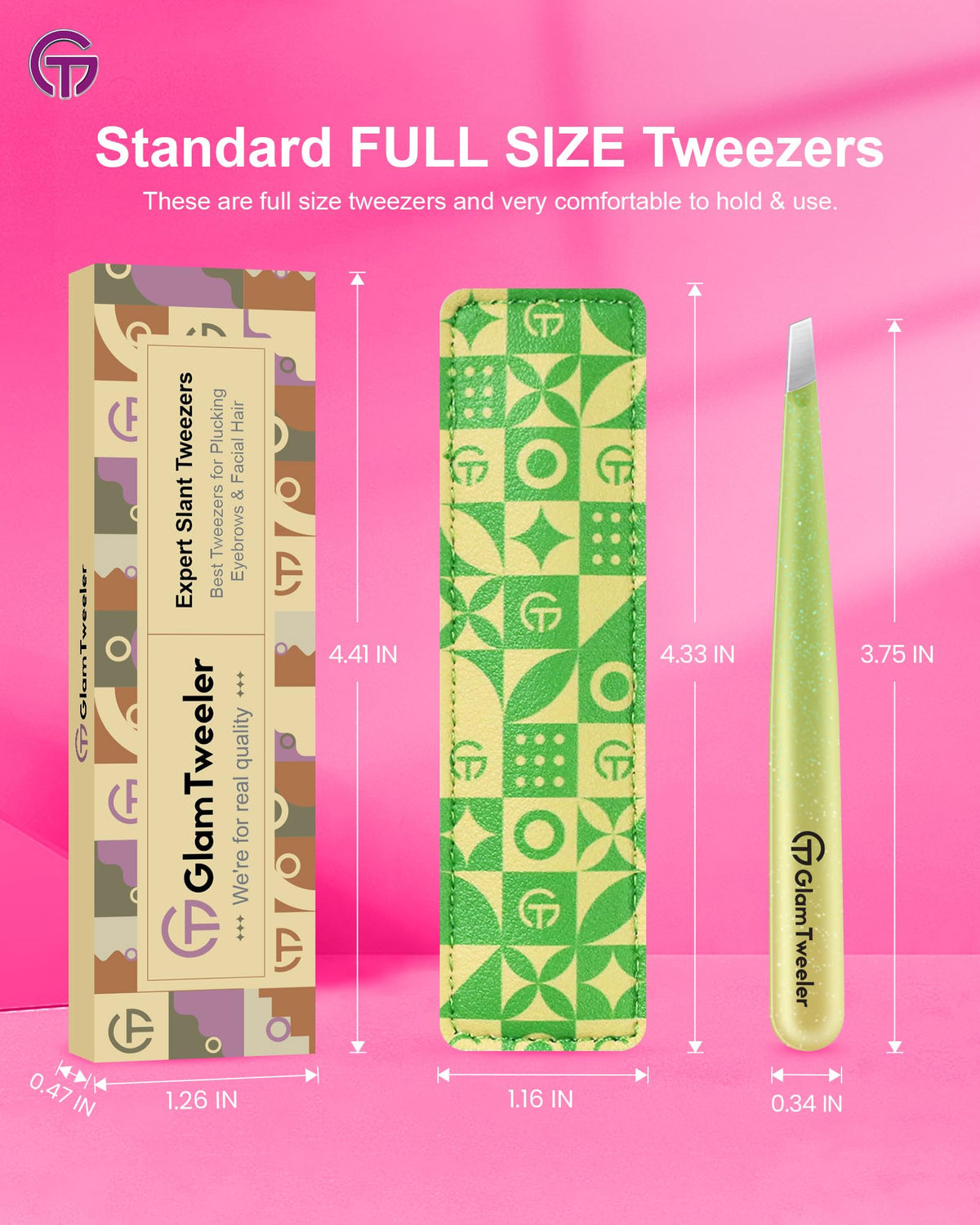 GlamTweeler Eyebrow Tweezer with packaging details