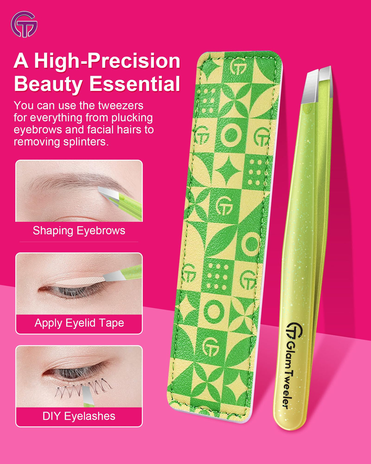 GlamTweeler Eyebrow Tweezer with sharp slant tips