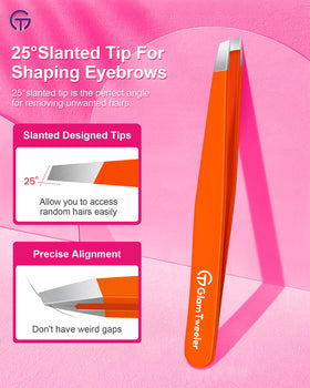 GlamTweeler Eyebrow Tweezers in leather case open