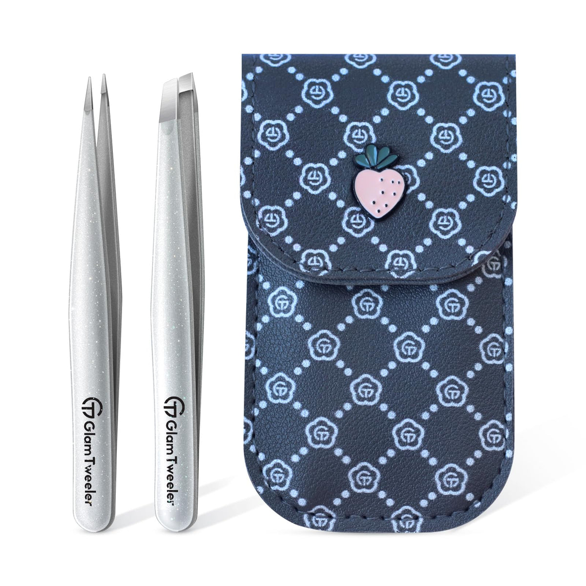 GlamTweeler Precision Tweezer Set Sparkle Silver front view