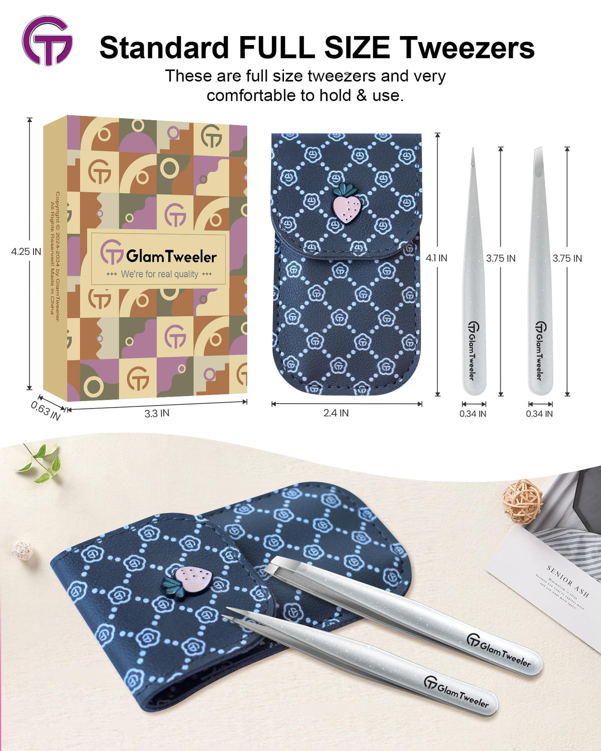 GlamTweeler tweezer set ergonomic design