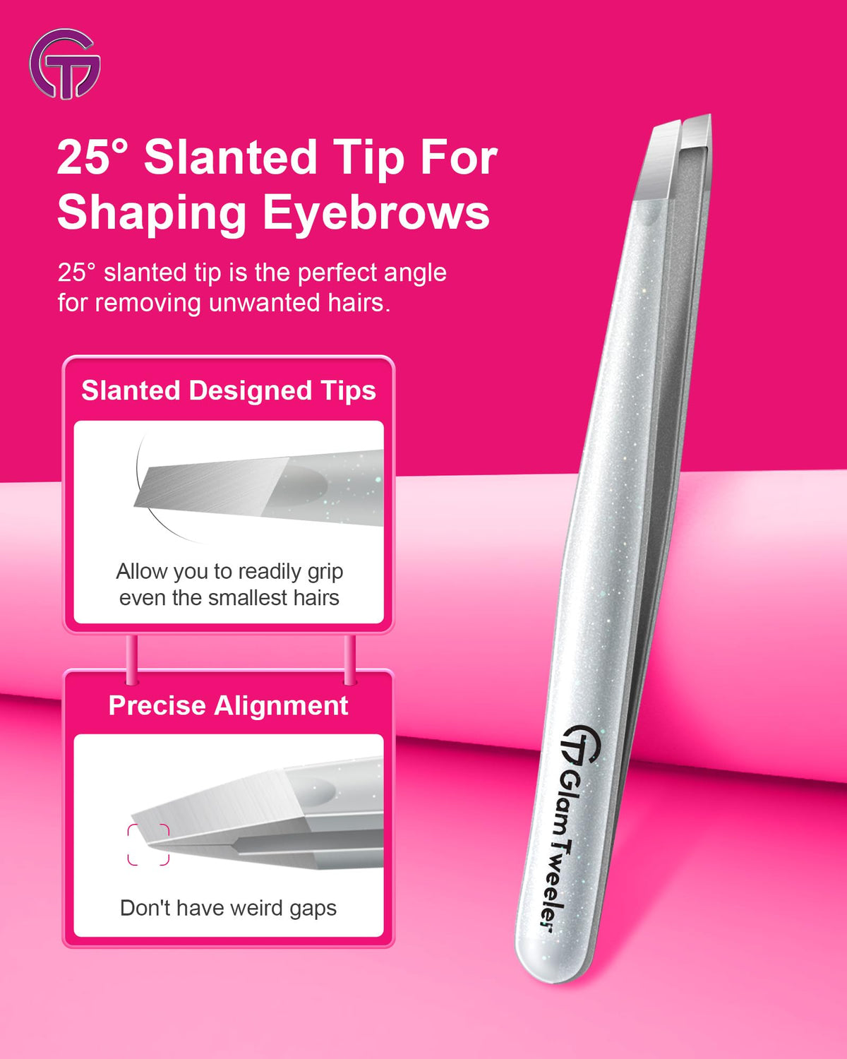 GlamTweeler tweezer set pointed tip close-up