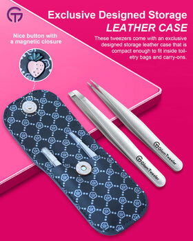 GlamTweeler tweezer set slant tip close-up