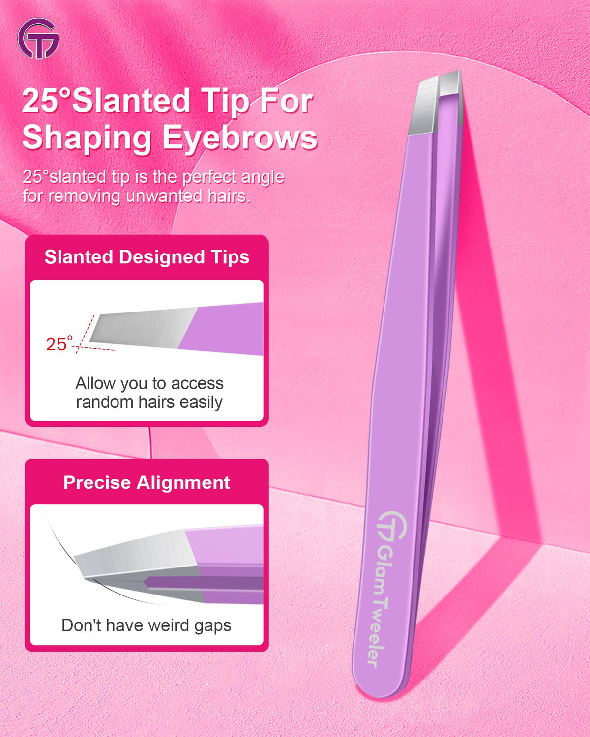 GlamTweeler tweezers in leather case open with tweezers displayed