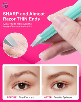 GlamTweeler tweezers in use for eyebrow grooming