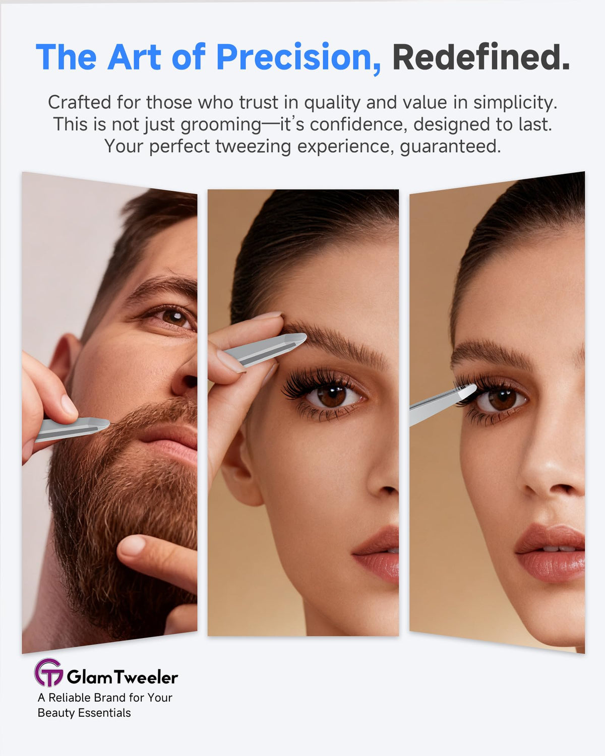 GlamTweeler tweezers with a focus on ergonomic design
