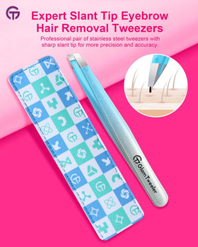 GlamTweeler tweezers with leather case open