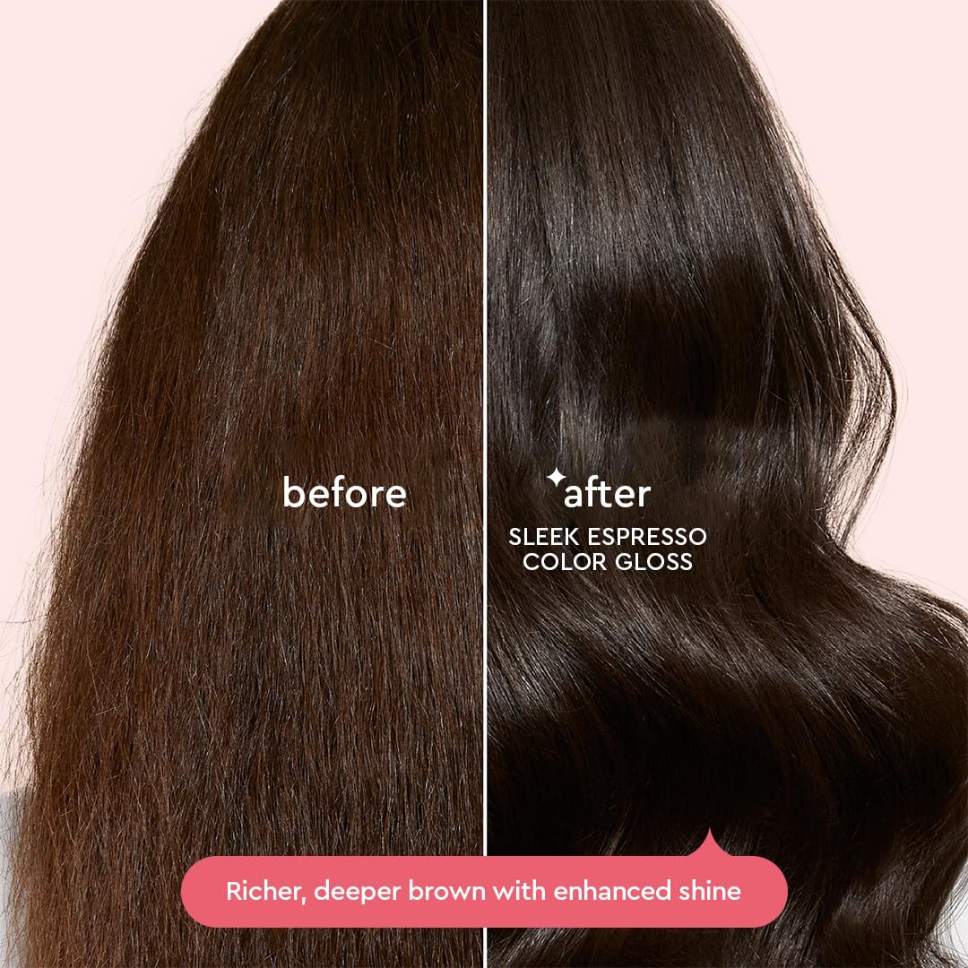 Glaze Supergloss application on natural dark brown hair