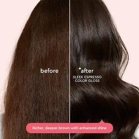 Glaze Supergloss application on natural dark brown hair