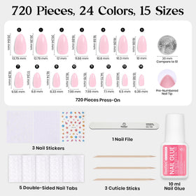 Glitter and solid colour press on nails in Beetles kit