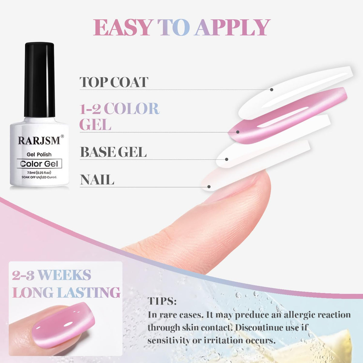 Glittery finish of RARJSM Cat Eye Gel Nail Polish