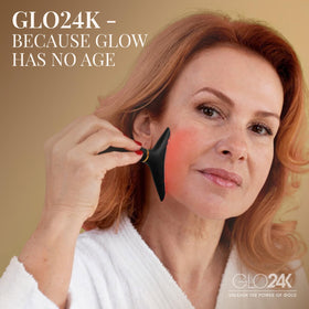 GLO24K LED Facial Massager packaging and user manual