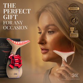 GLO24K LED Facial Massager with protective cover