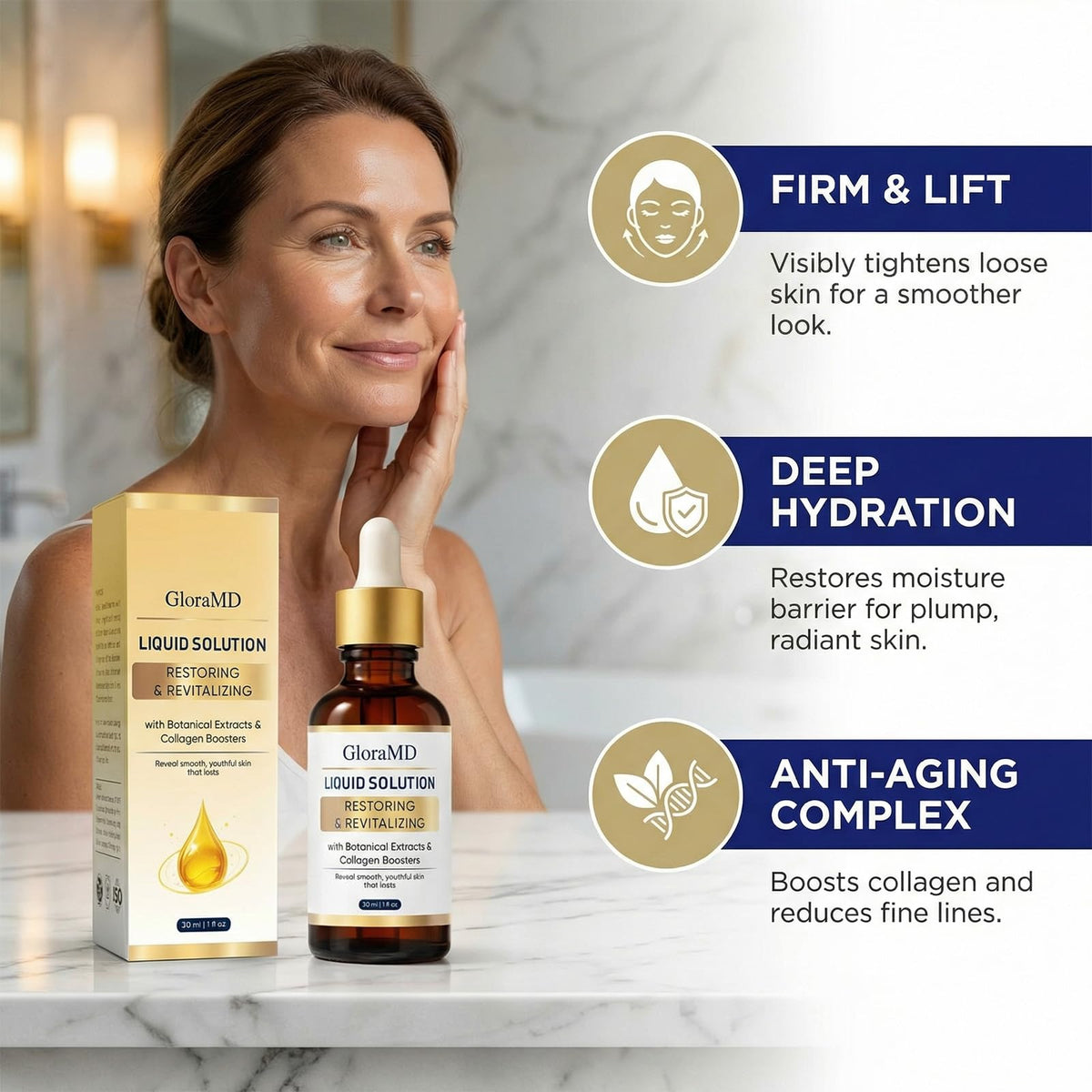 GLORAMD Face Lifting Serum application on skin