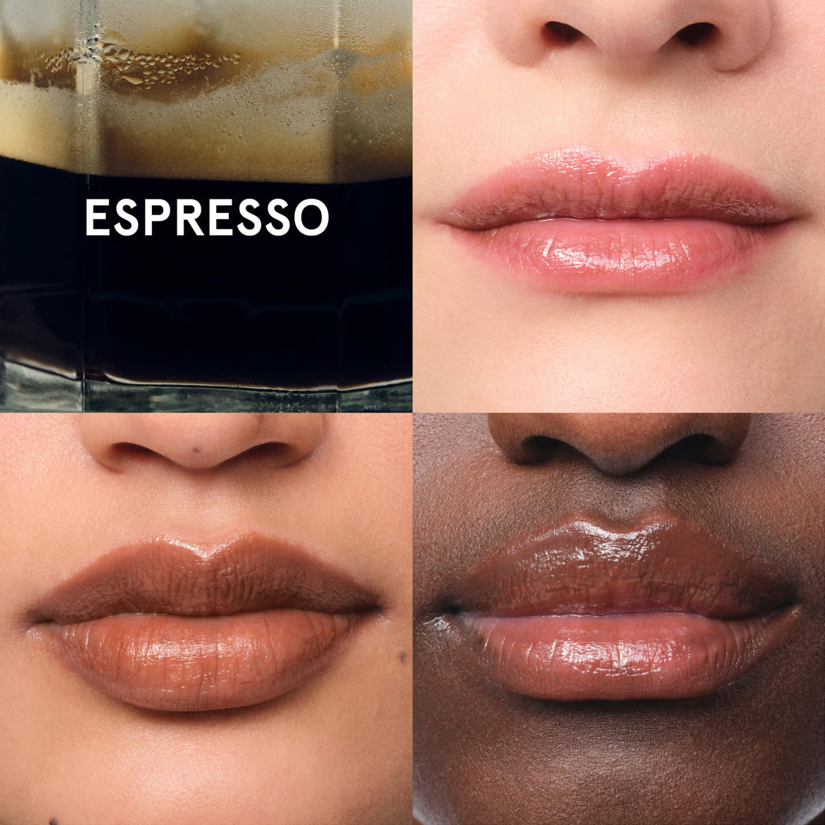 Glossier Balm Dotcom Espresso Mocha Tint with coffee beans