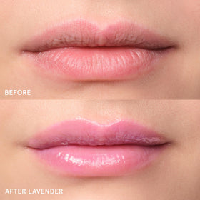 Glossier Balm Dotcom Lip Balm Lavender Lilac Tint with flowers