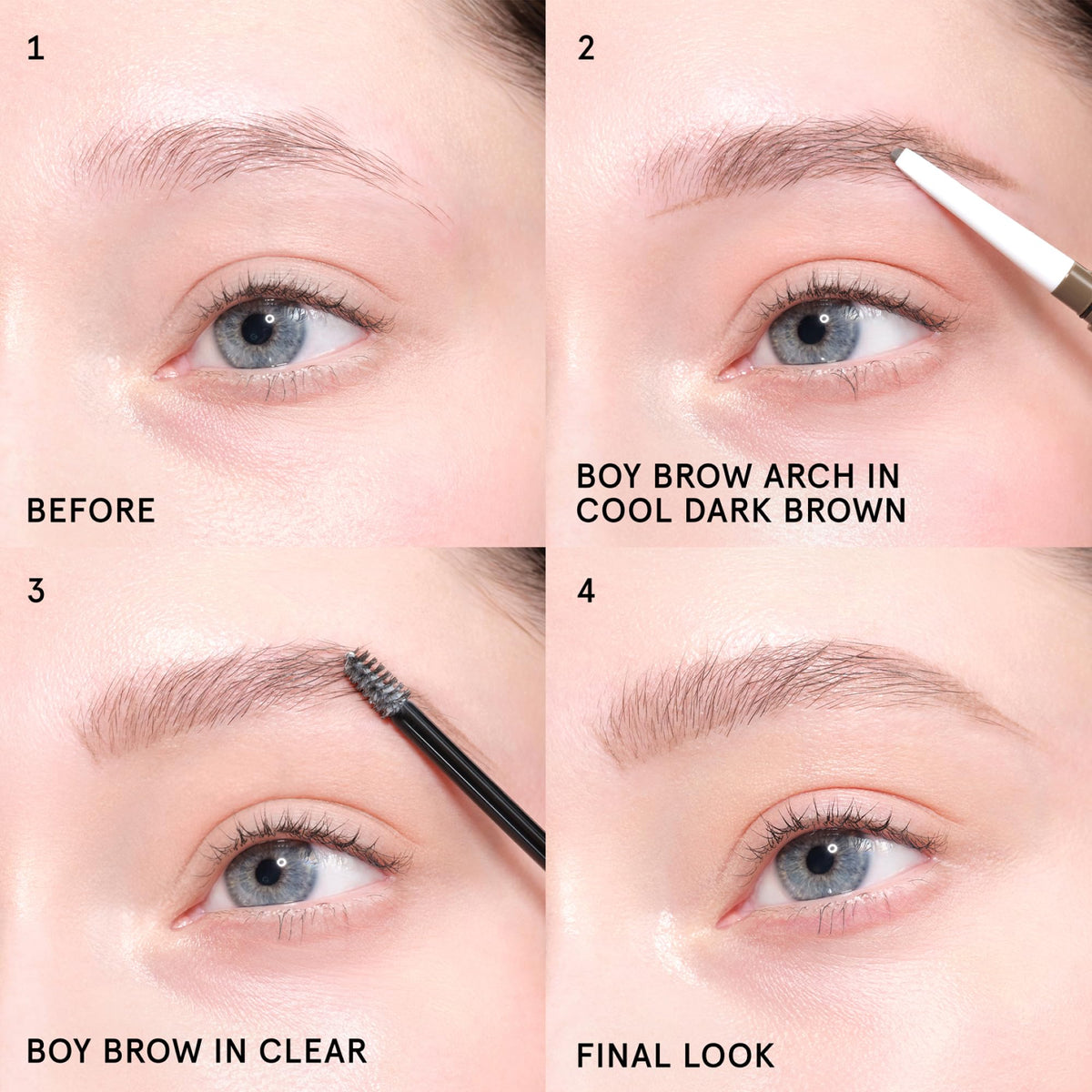 Glossier Boy Brow Eyebrow Gel Pomade Clear application on brows