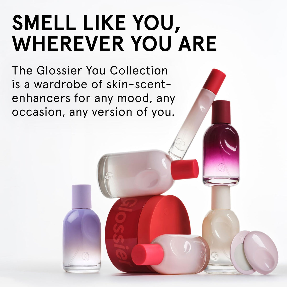 Glossier You Eau de Parfum in a lifestyle setting with soft fabrics