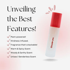 Glossier You Eau de Parfum Rollerball on a vanity with flowers