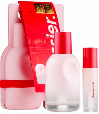 Glossier You Limited Edition Eau de Parfum Gift Set front view with full-size spray and rollerball
