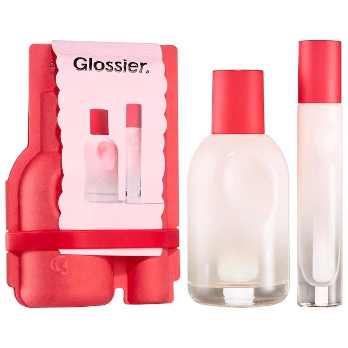 Glossier You Limited Edition Eau de Parfum Gift Set front view with full-size and travel-size bottles