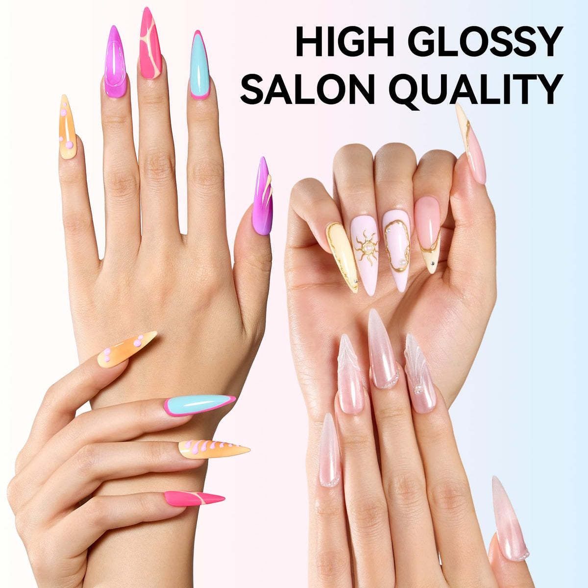 Glossy finish of nails with Makartt Hema-Free Gel Base Coat