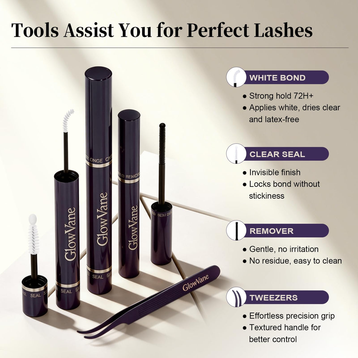 GlowVane lash clusters applied for a natural look
