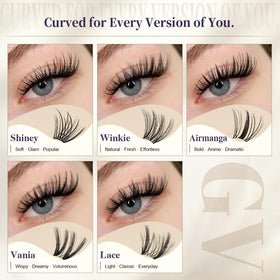 GlowVane lash clusters kit showing various lash lengths