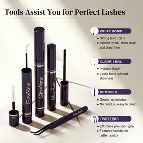 GlowVane lash clusters with clear bond and seal