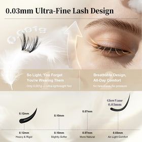 GlowVane TrueCurve lash clusters in a refined eco-conscious box