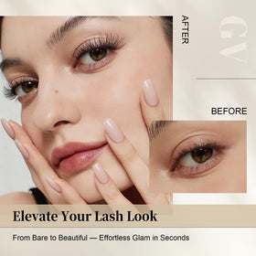 GlowVane TrueCurve Lash Clusters in packaging with dimensions