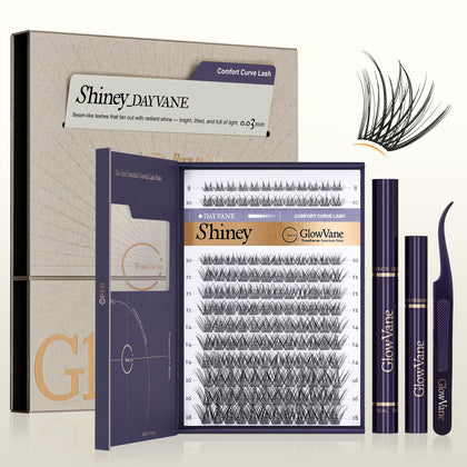 GlowVane TrueCurve Lash Clusters Kit front view with packaging