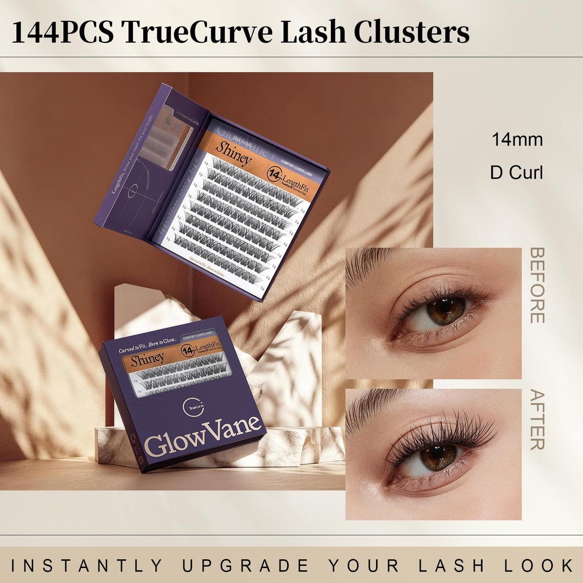 GlowVane TrueCurve Lash Clusters natural look